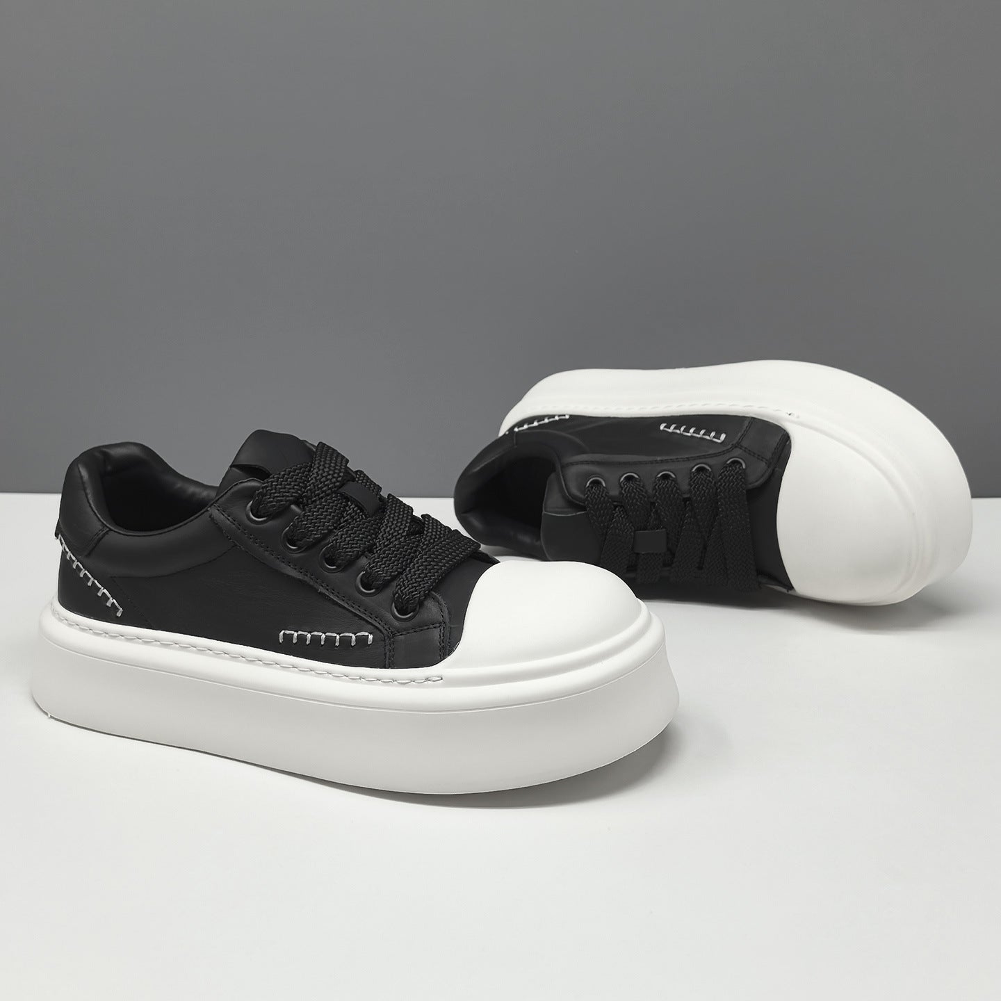 Men's Minimalist Quilted Leather Flat Casual Sneakers-RAIIFY