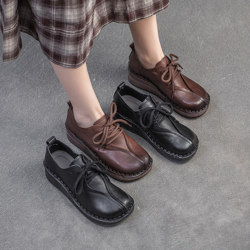 Women's Vintage Leather Wedge Casual Shoes-RAIIFY