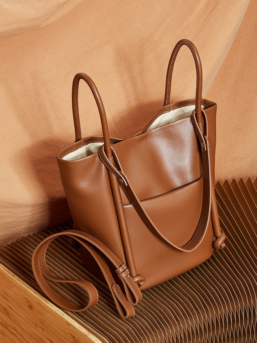 Women’s Vintage Genuine Leather Casual Bucket Bag-RAIIFY