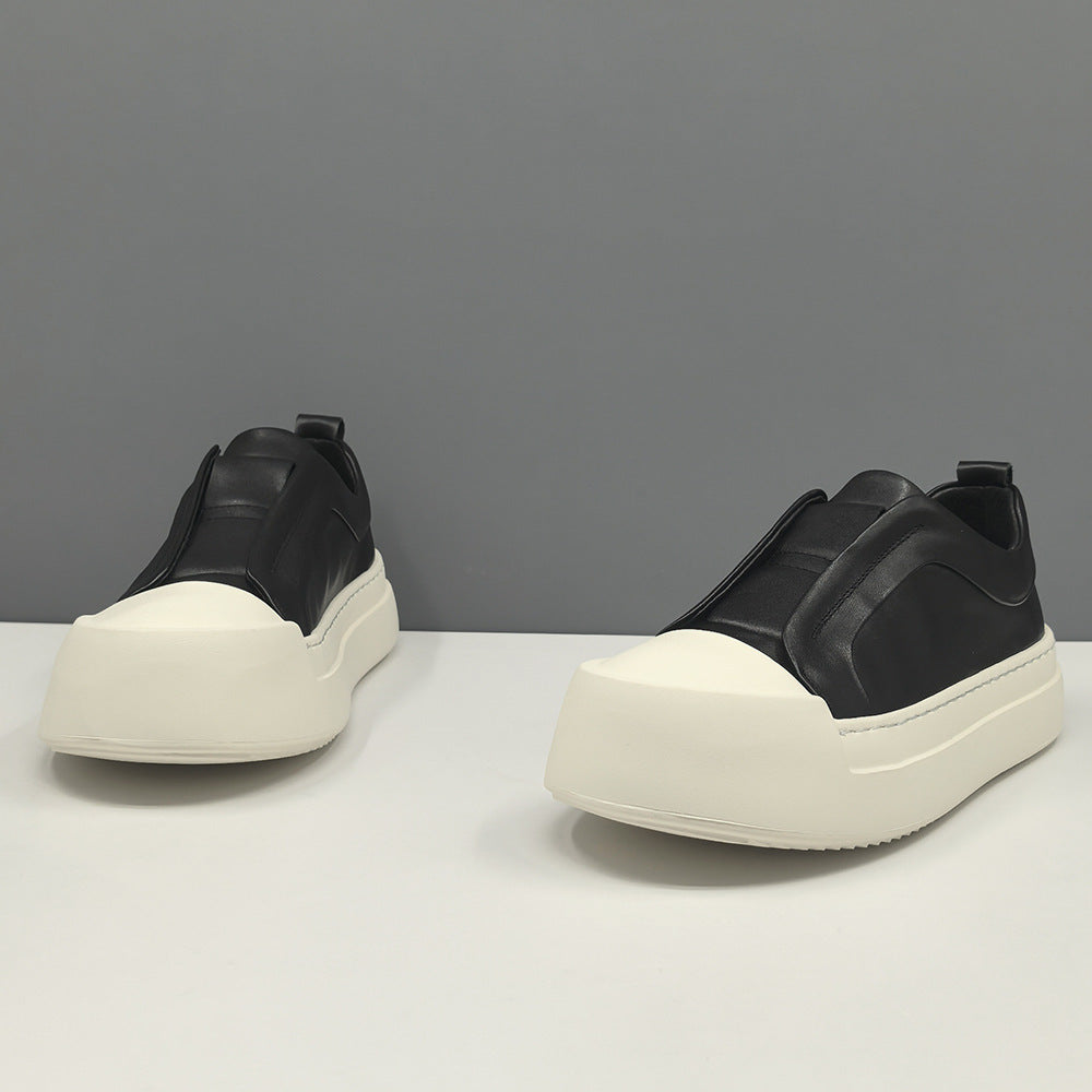 Men Minimalism Plain Quilted Leather Laceless Casual Shoes-RAIIFY