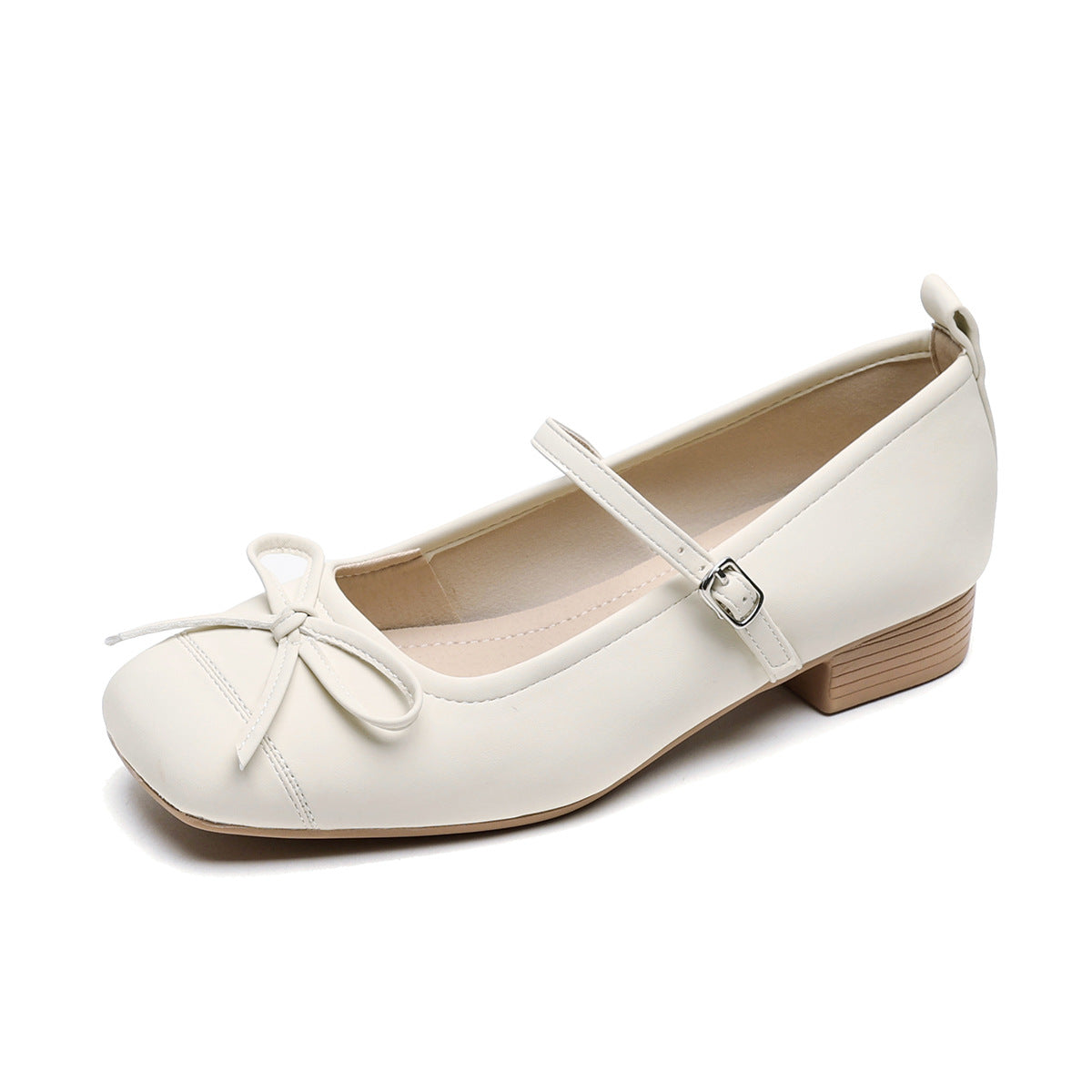 Women's Minimalist Bowknot Low Block Mary Jane Shoes-RAIIFY