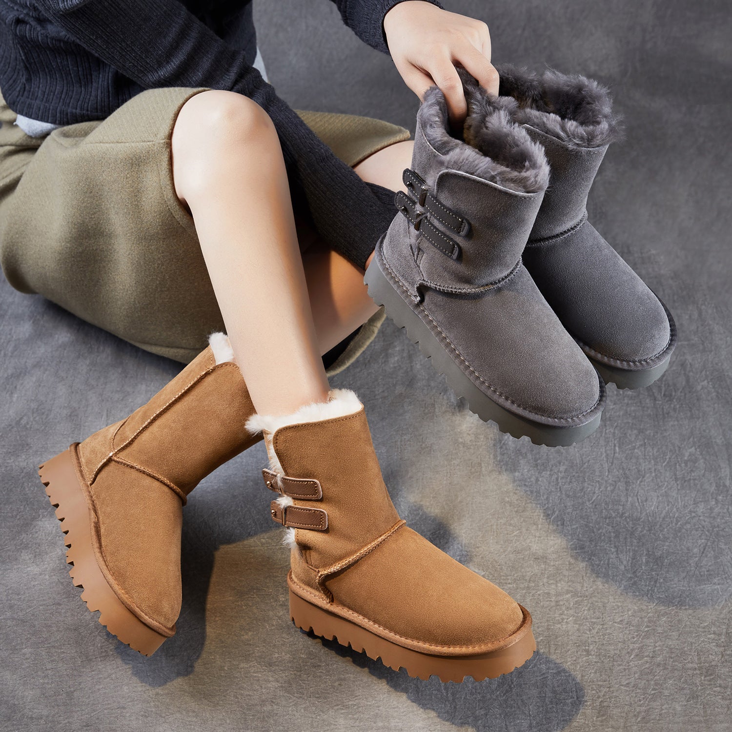 Women's Suede Retro Soft Comfort Snow Boots-RAIIFY
