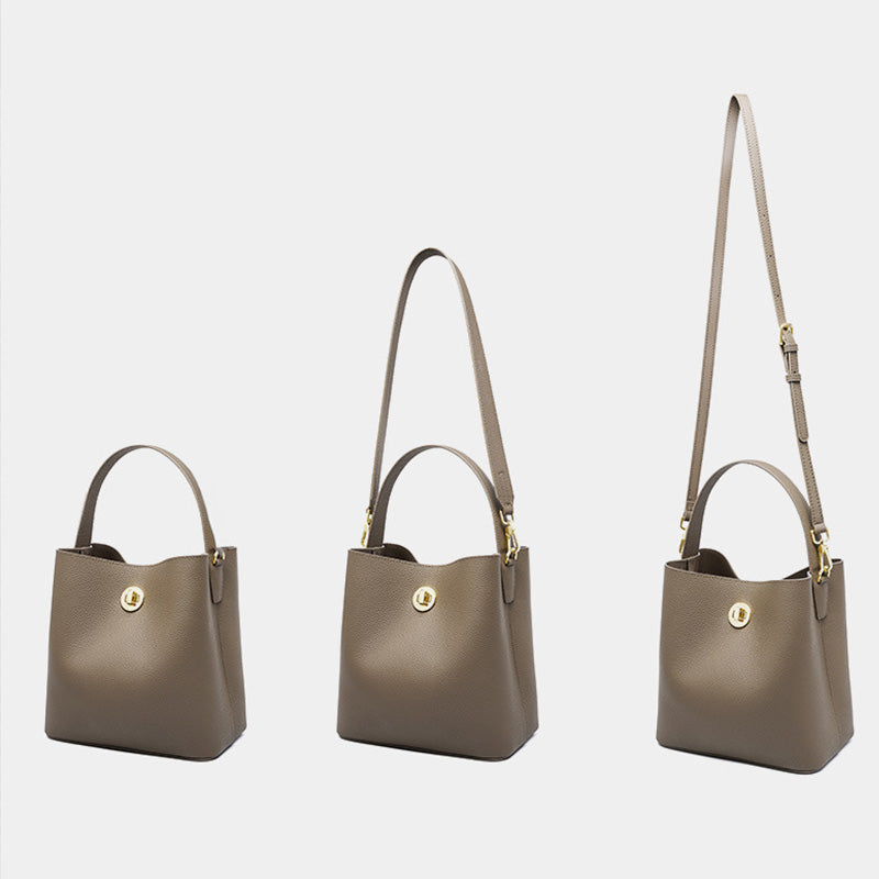 Women Soft Cowhide Minimalist Fashion Bucket Shoulder Bag-RAIIFY