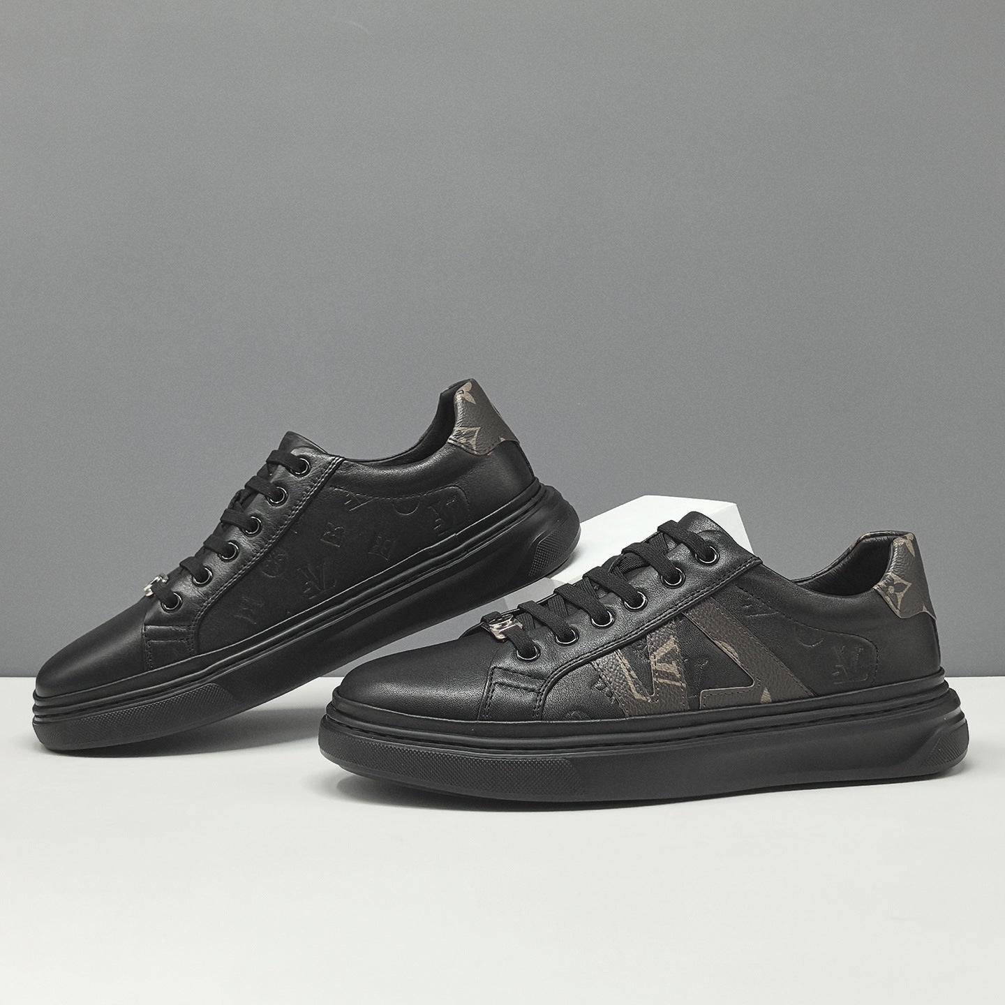 Men's Fashion Embosed Leather Flat Casual Shoes-RAIIFY