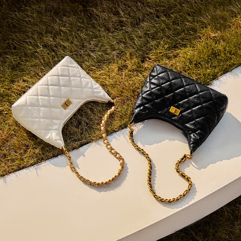 Women's Stylish Quilted Leather Chain Straps Shoulder Bag-RAIIFY