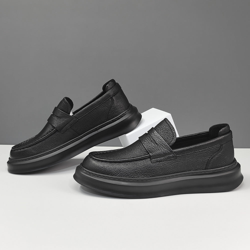Men Minimalism Solid Soft Leather Casual Loafers-RAIIFY
