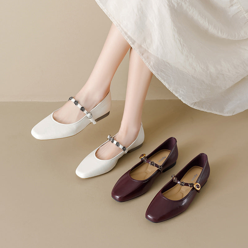 Women's Plain Elegant Casual Mary Jane Flats-RAIIFY