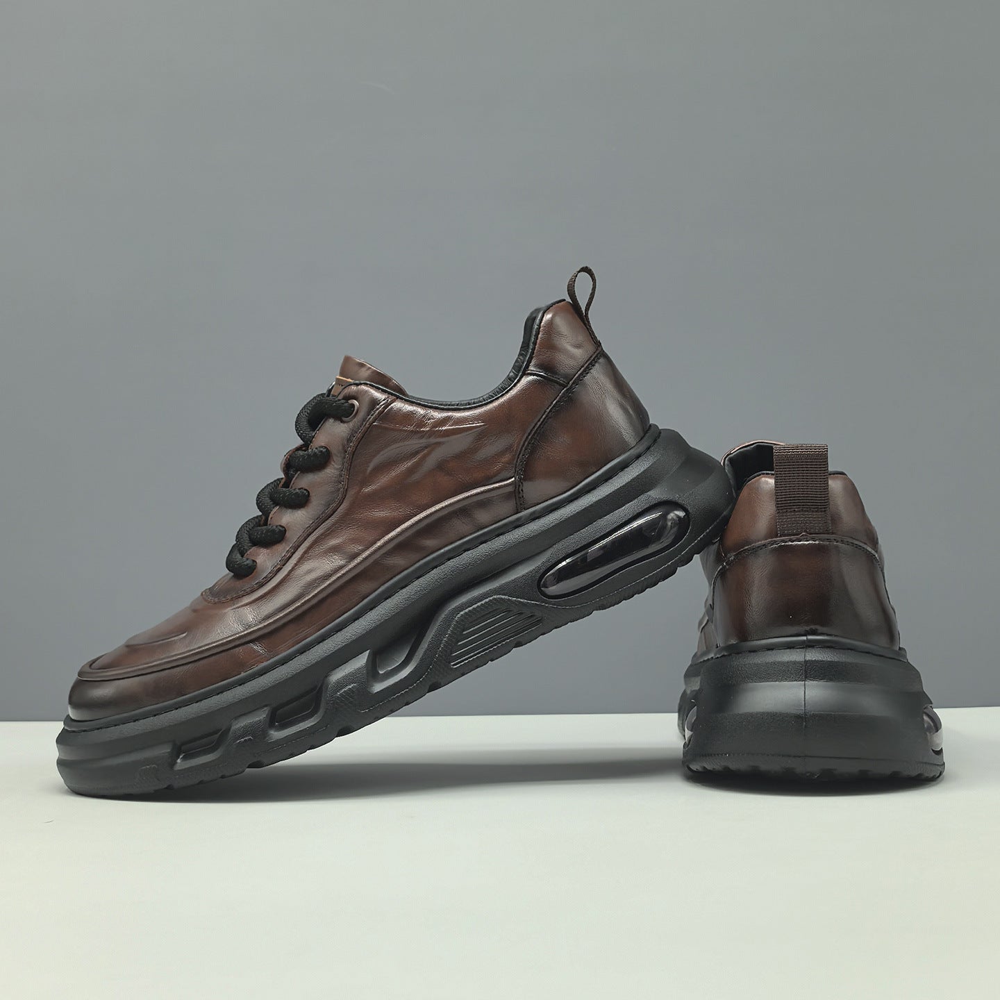 Men's Retro Plain Leather Casual Shoes-RAIIFY