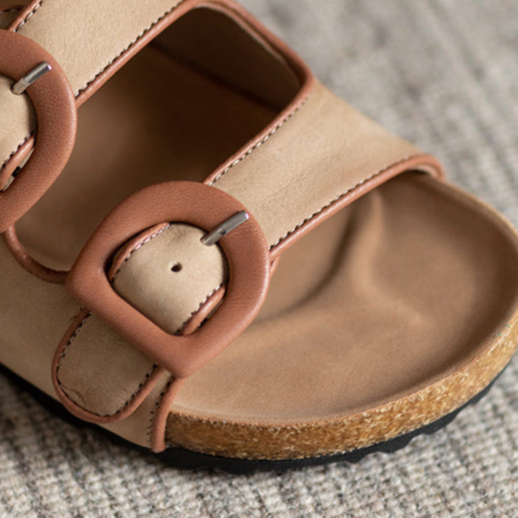 Women Retro Leather Summer Beach Casual Slides-RAIIFY