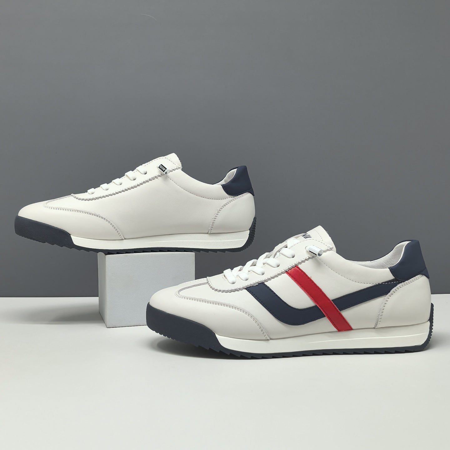 Men's Fashion Color Matching Leather Flat Casual Shoes-RAIIFY