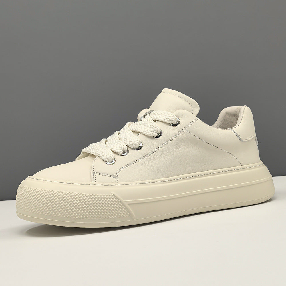 Men Comfort Leather Plain Flat Casual Shoes-RAIIFY