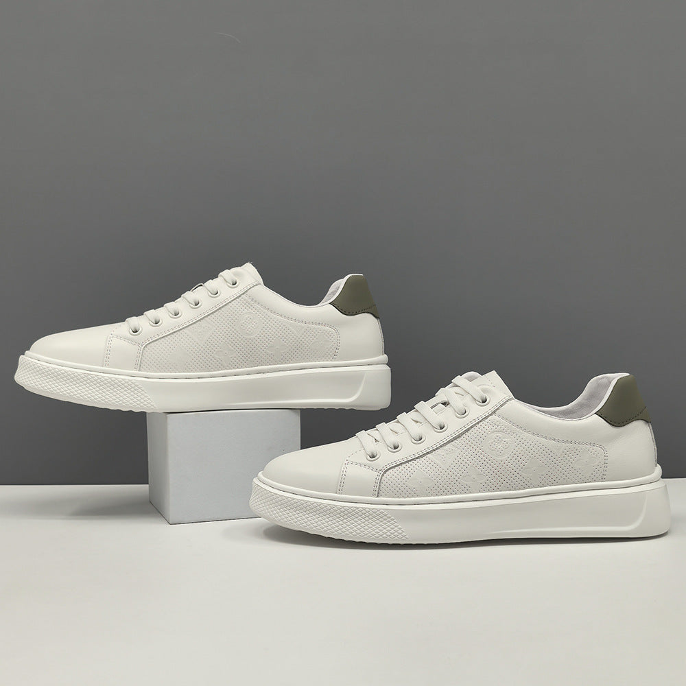 Men Fashion Breathable Leather Elastic Lace Flat Casual Shoes-RAIIFY