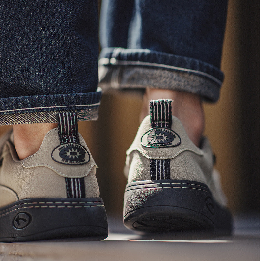 Men's Low Top Casual Leather Skate Shoes-RAIIFY