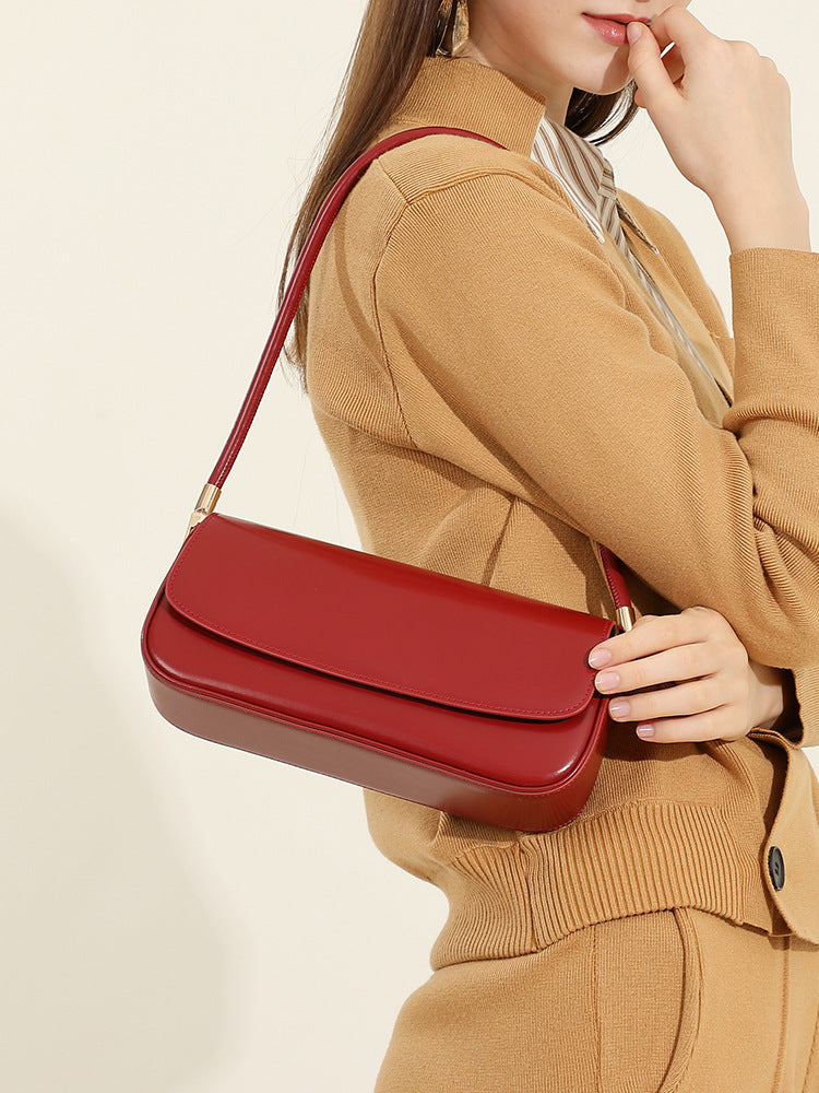 Women's Plain Leather Casual Shoulder Bag-RAIIFY