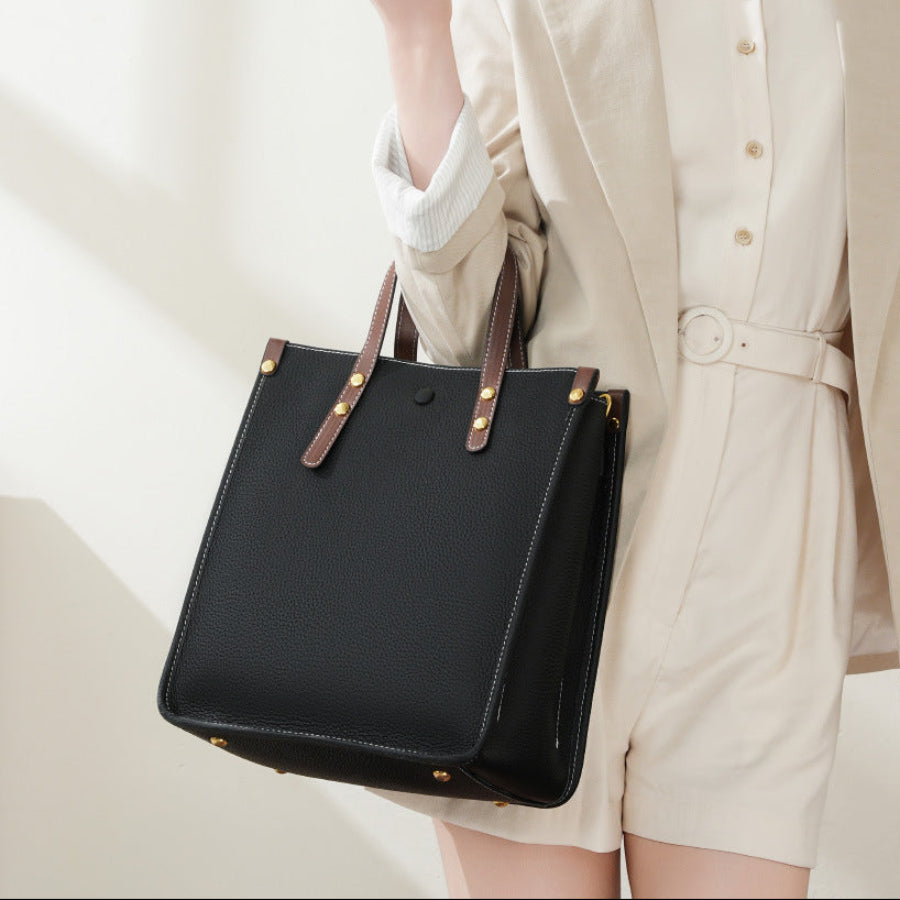 Women's Fashion Leather Vertical Tote Bag-RAIIFY