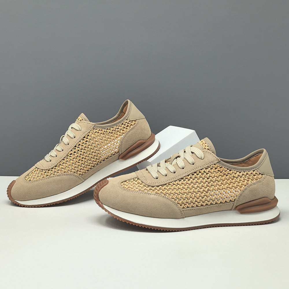 Men's Fashion Summer Hollow Mesh Leather Casual Shoes-RAIIFY