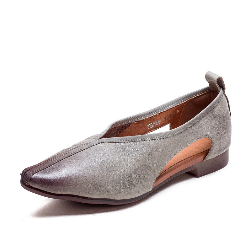 Women Summer Retro Hollow Leather Flats-RAIIFY