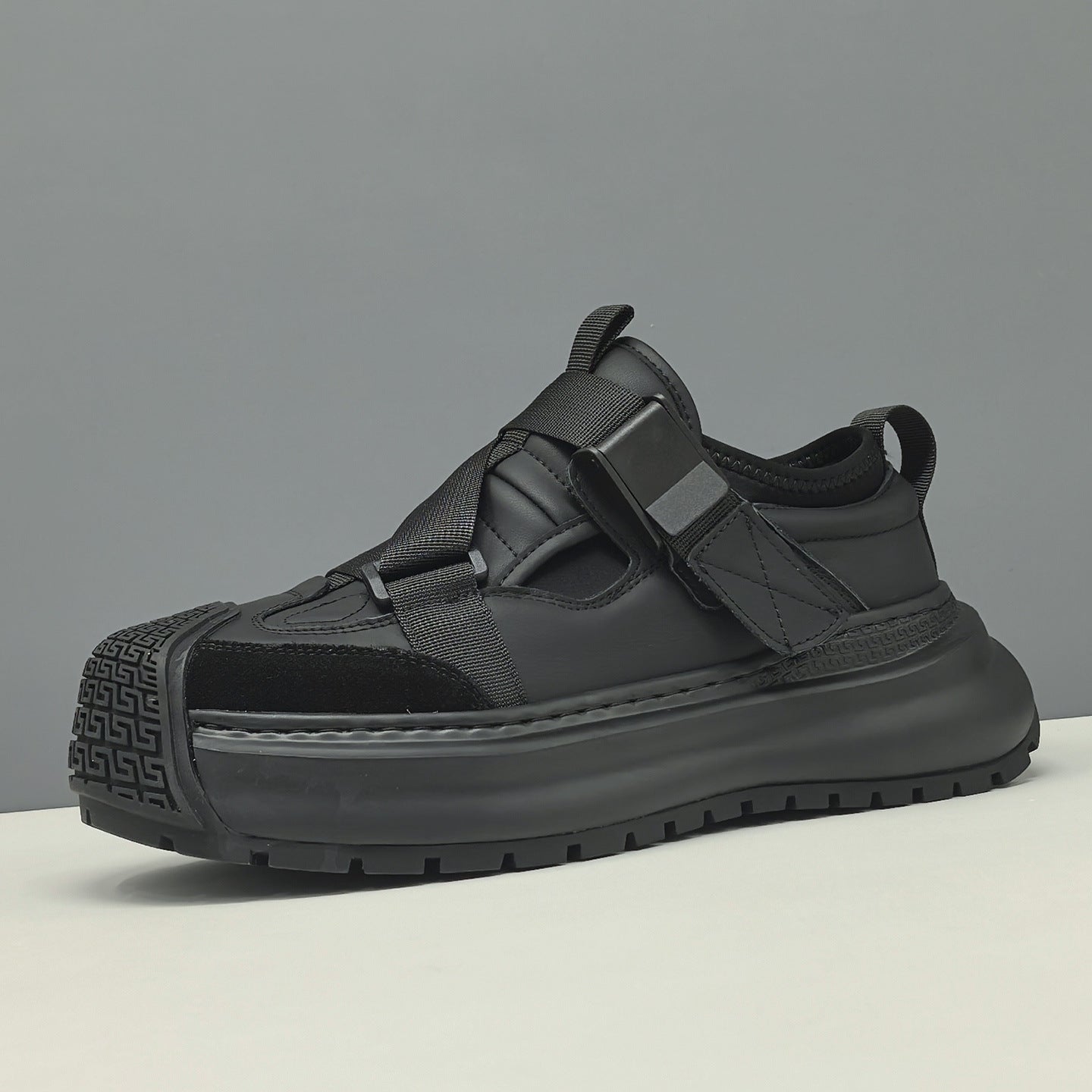 Men's Leather Minimalist Buckle Thick Soled Casual Shoes-RAIIFY