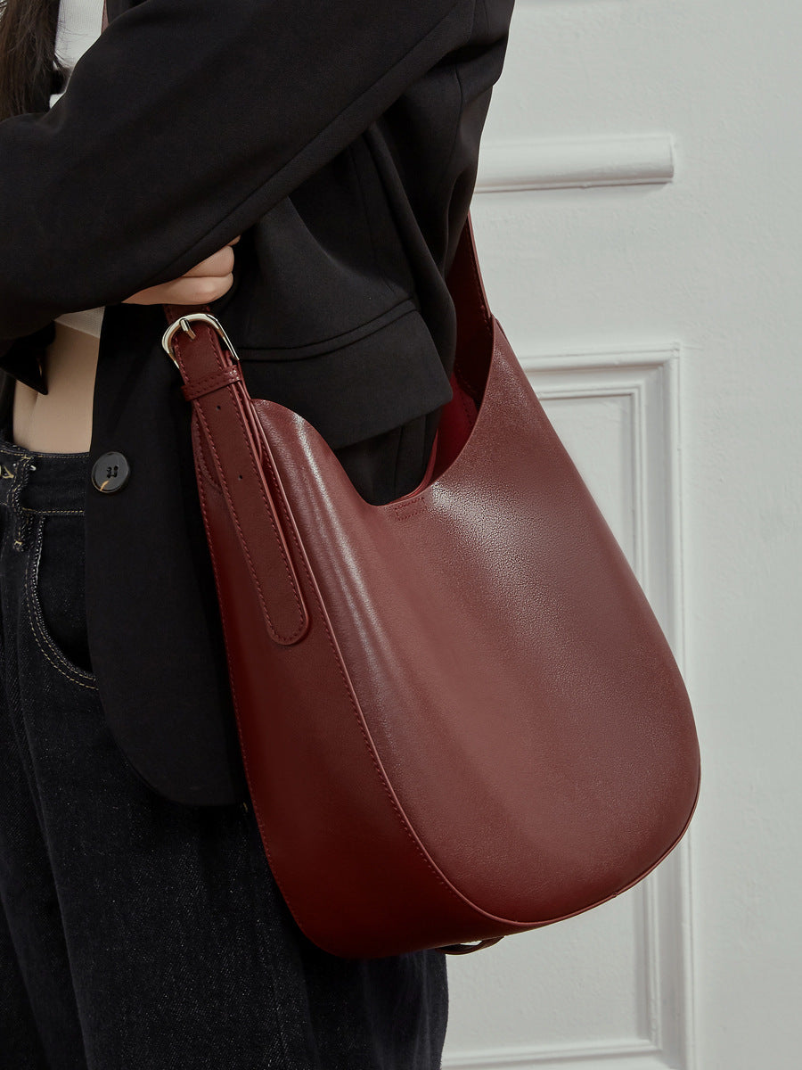 Women’s Minimalist Leather Crescent Underarm Bag-RAIIFY
