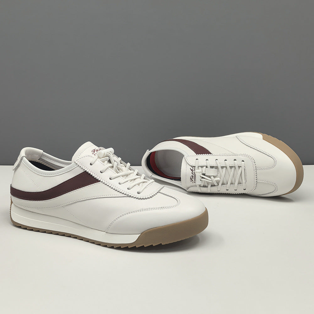 Men Fashion Leather Elastic Lace Low Top Flat Casual Shoes-RAIIFY