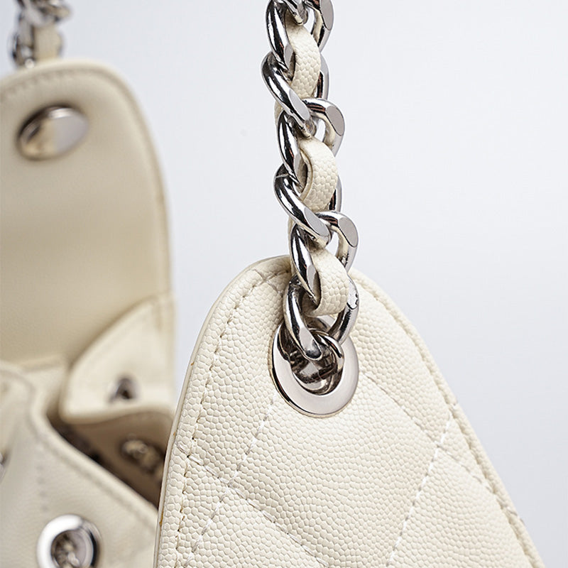 Women's Quilted Leather Chain Strap Bucket Bag-RAIIFY