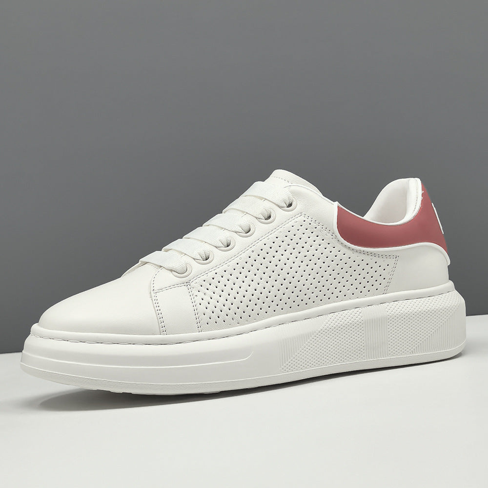 Men's Fashion Breathable Leather Flat Court Sneakers-RAIIFY