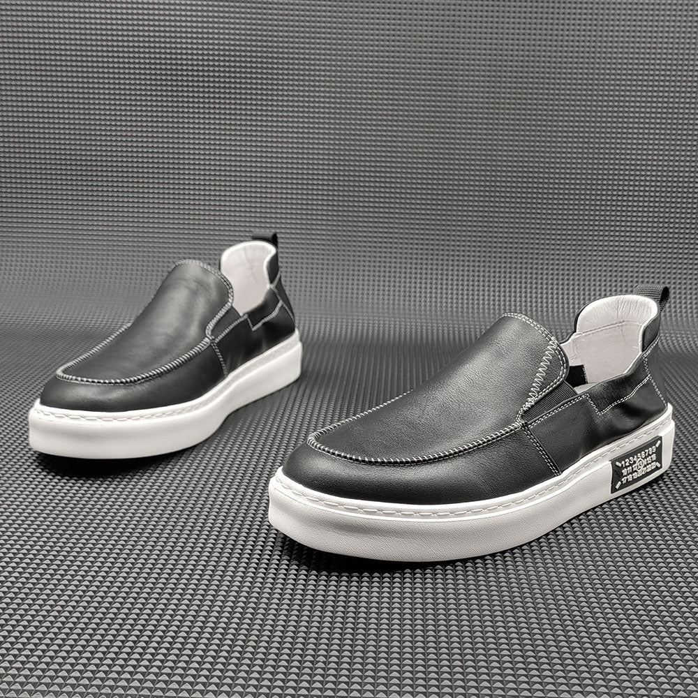 Men Minimalist Leather Soft Flat Loafers-RAIIFY