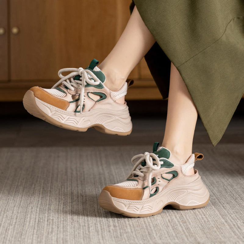 Women's Color Matching Hollow Platform Casual Shoes-RAIIFY