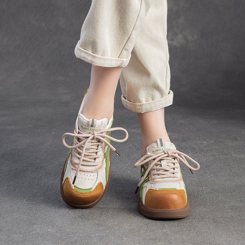 Women's Retro Quilted Leather Flat Casual Shoes-RAIIFY