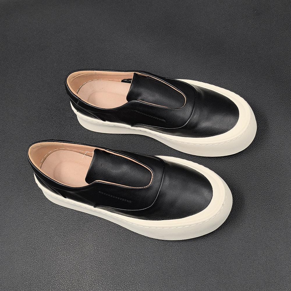 Men Minimalist Pure Leather Flat Casual Loafers-RAIIFY