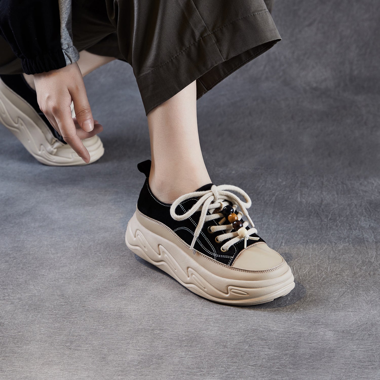 Women's Casual Fashion Leather Platform Sneakers-RAIIFY