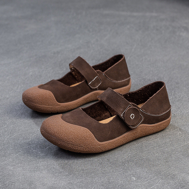 Women Minimalism Leather Soft Flat Casual Shoes-RAIIFY