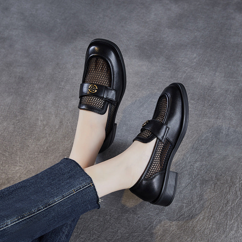 Women Minimalism Hollow Mesh Casual Loafers-RAIIFY