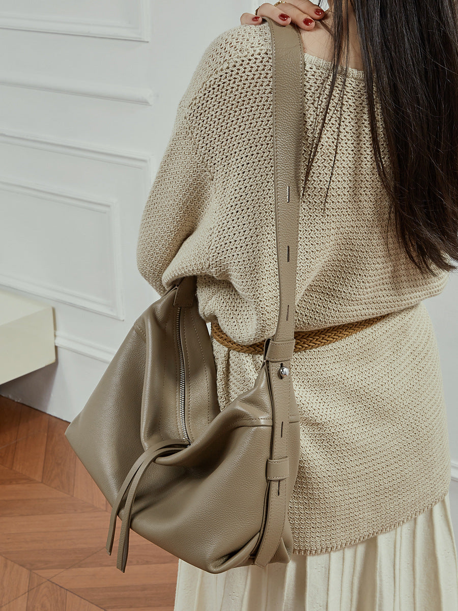 Women’s Minimalist Fashion Leather Hobo Shoulder Bag-RAIIFY