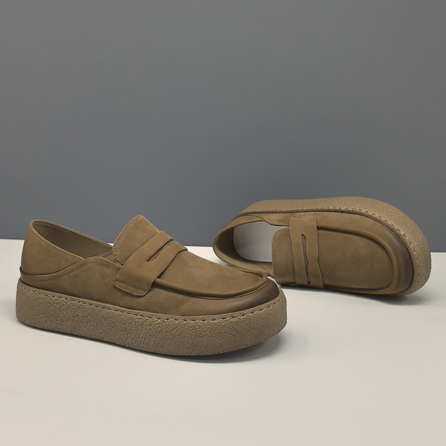 Men's Retro Plain Leather Casual Loafers-RAIIFY