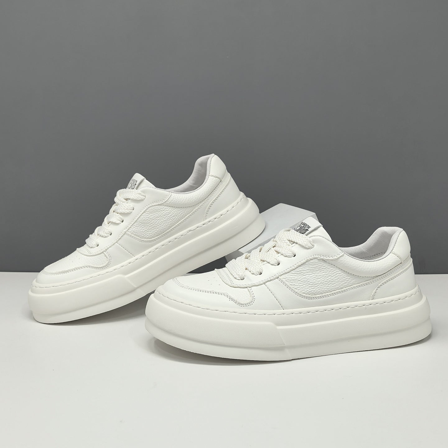 Men's Minimalist Fashion Plain Leather Casual Skate Shoes-RAIIFY