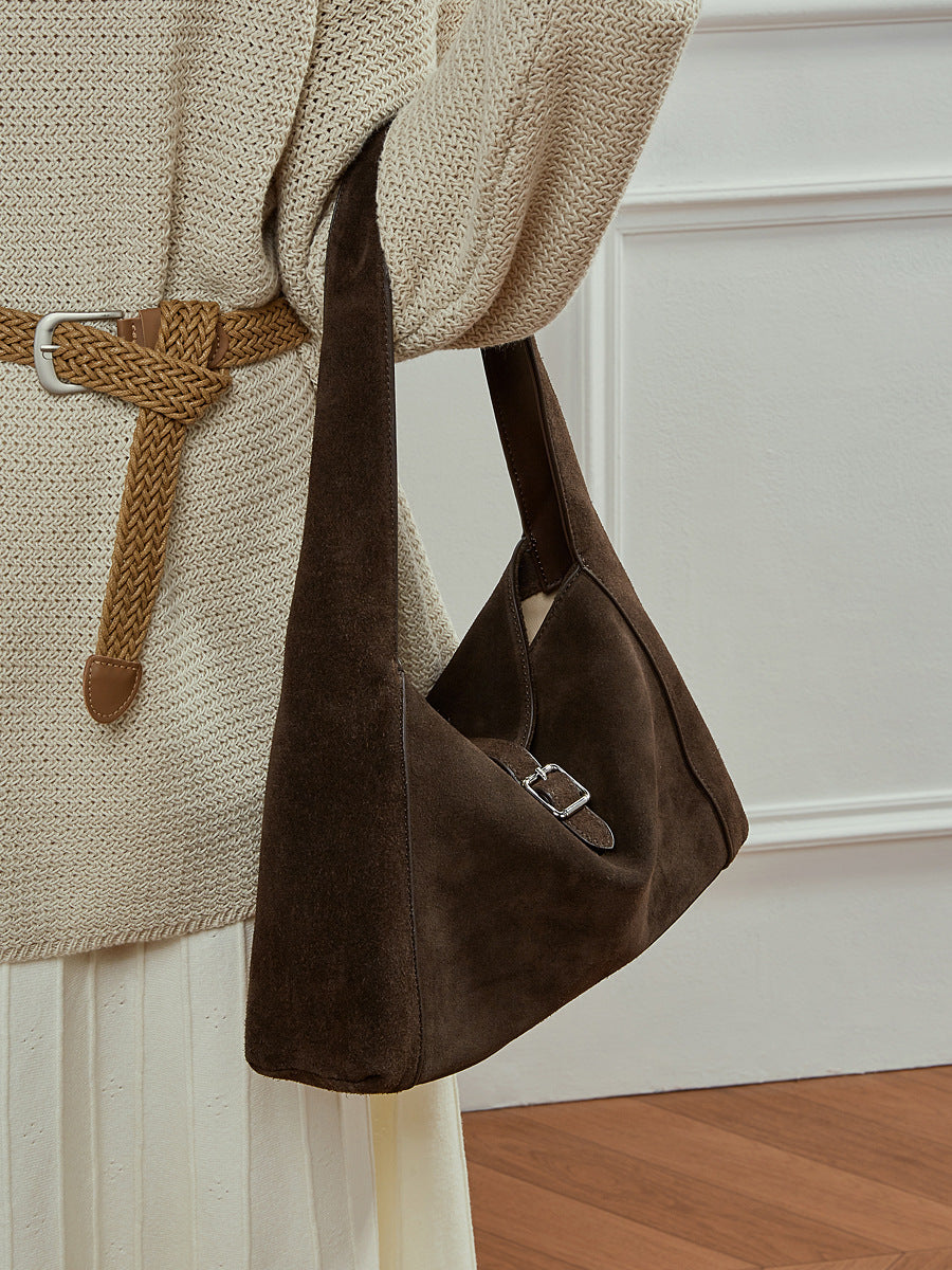Women’s Suede Leather Vintage Shoulder Bag-RAIIFY