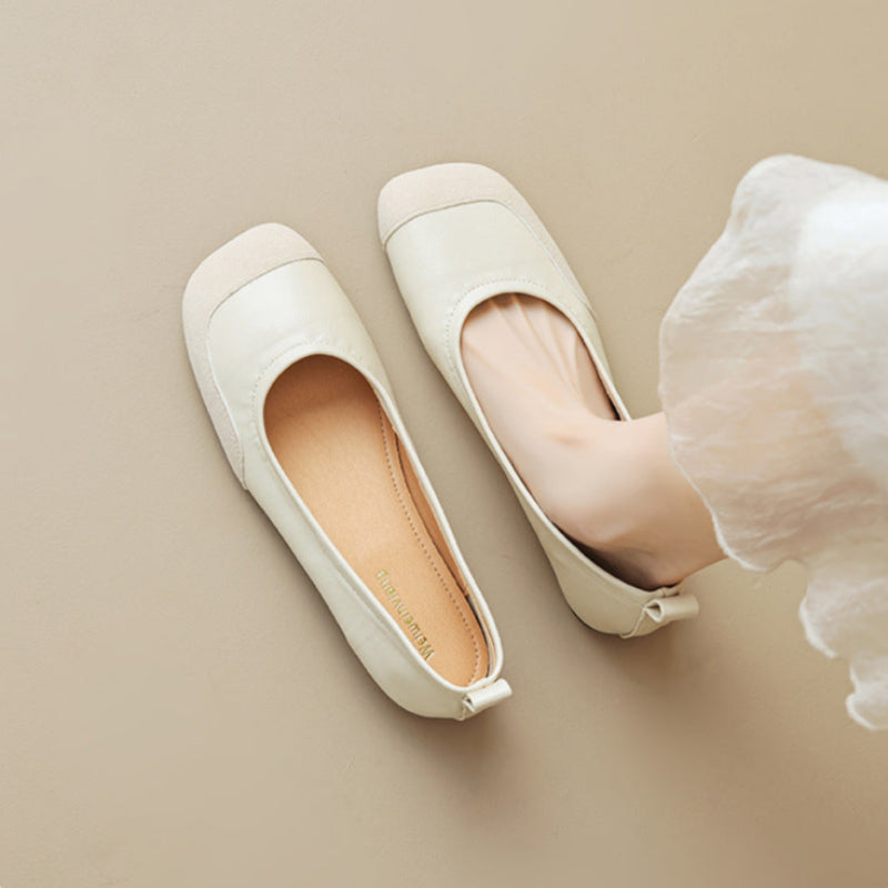 Women's Minimalism Patchwork Leather Soft Flats-RAIIFY