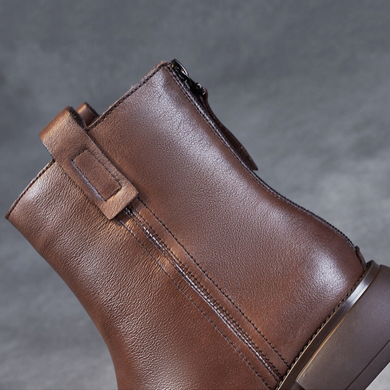 Women Minimalist Retro Soft Leather Casual Boots-RAIIFY