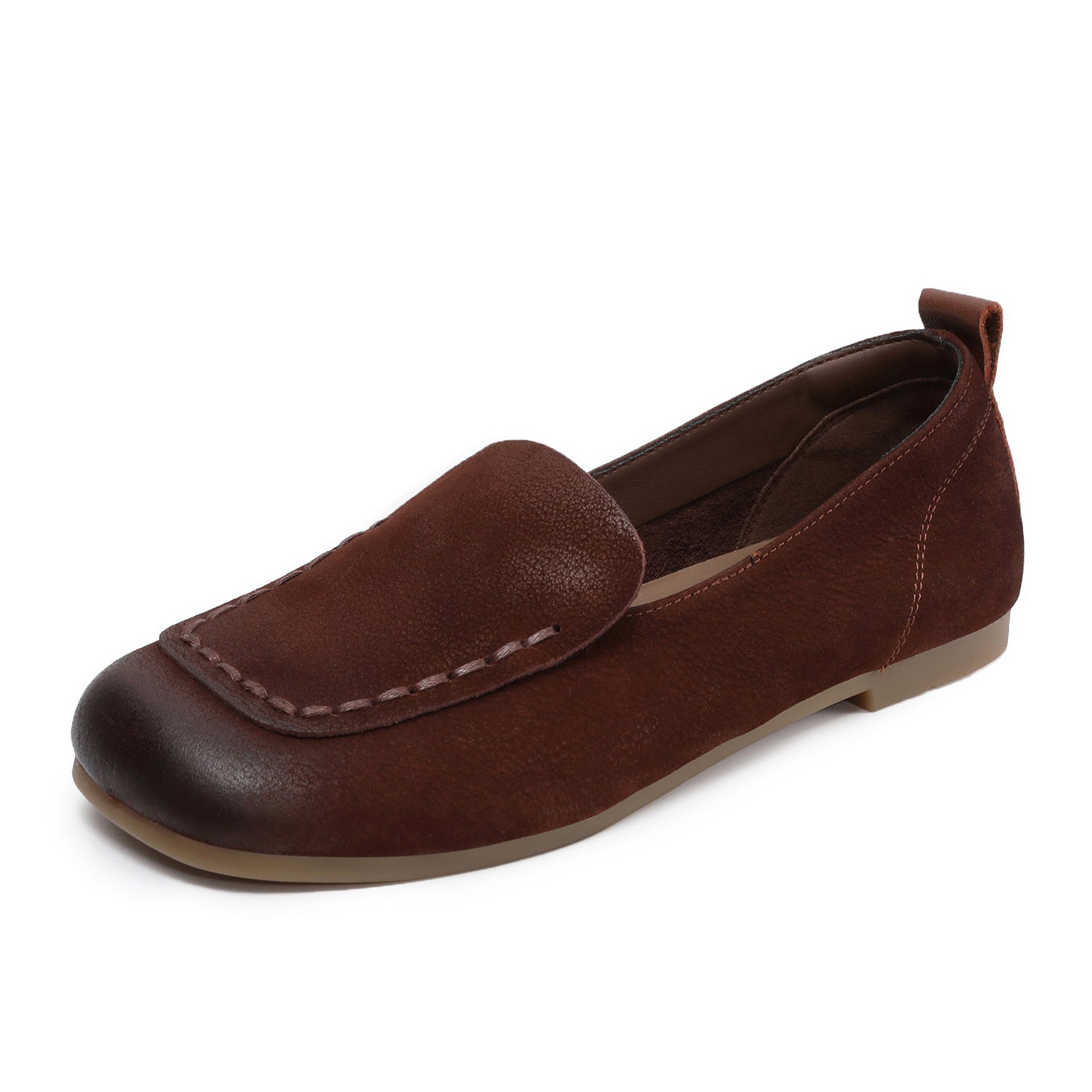 Women's Retro Plain Leather Flat Loafers-RAIIFY