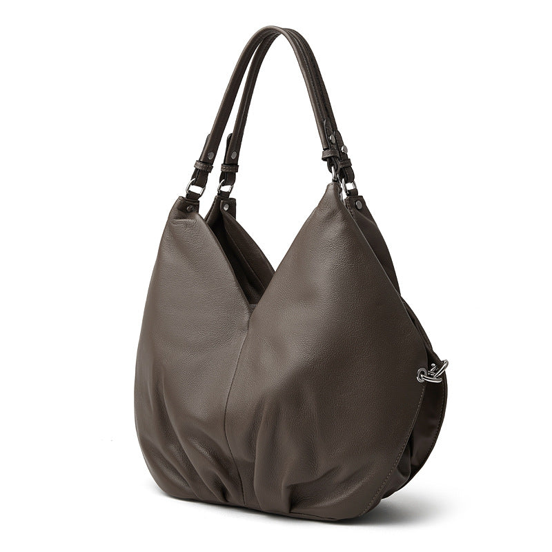 Women’s Fashion Leather Large Capacity Slouchy Tote Bag-RAIIFY