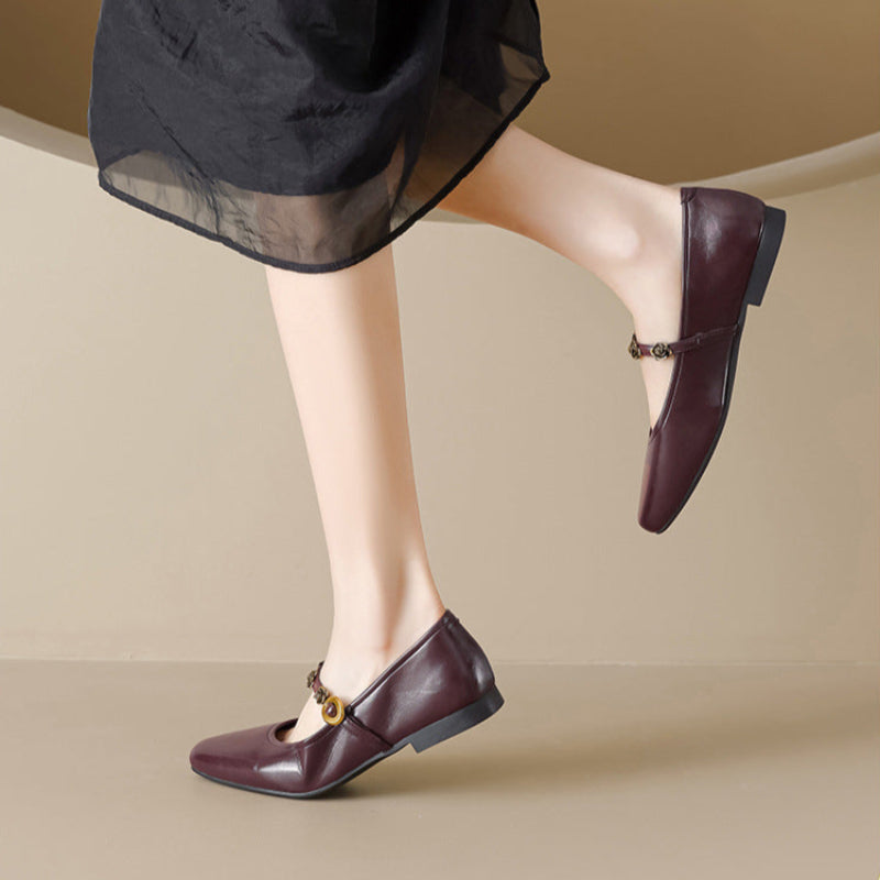 Women's Plain Elegant Casual Mary Jane Flats-RAIIFY