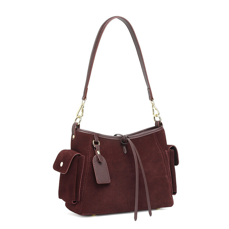 Women’s Suede Leather Retro Shoulder Bag-RAIIFY