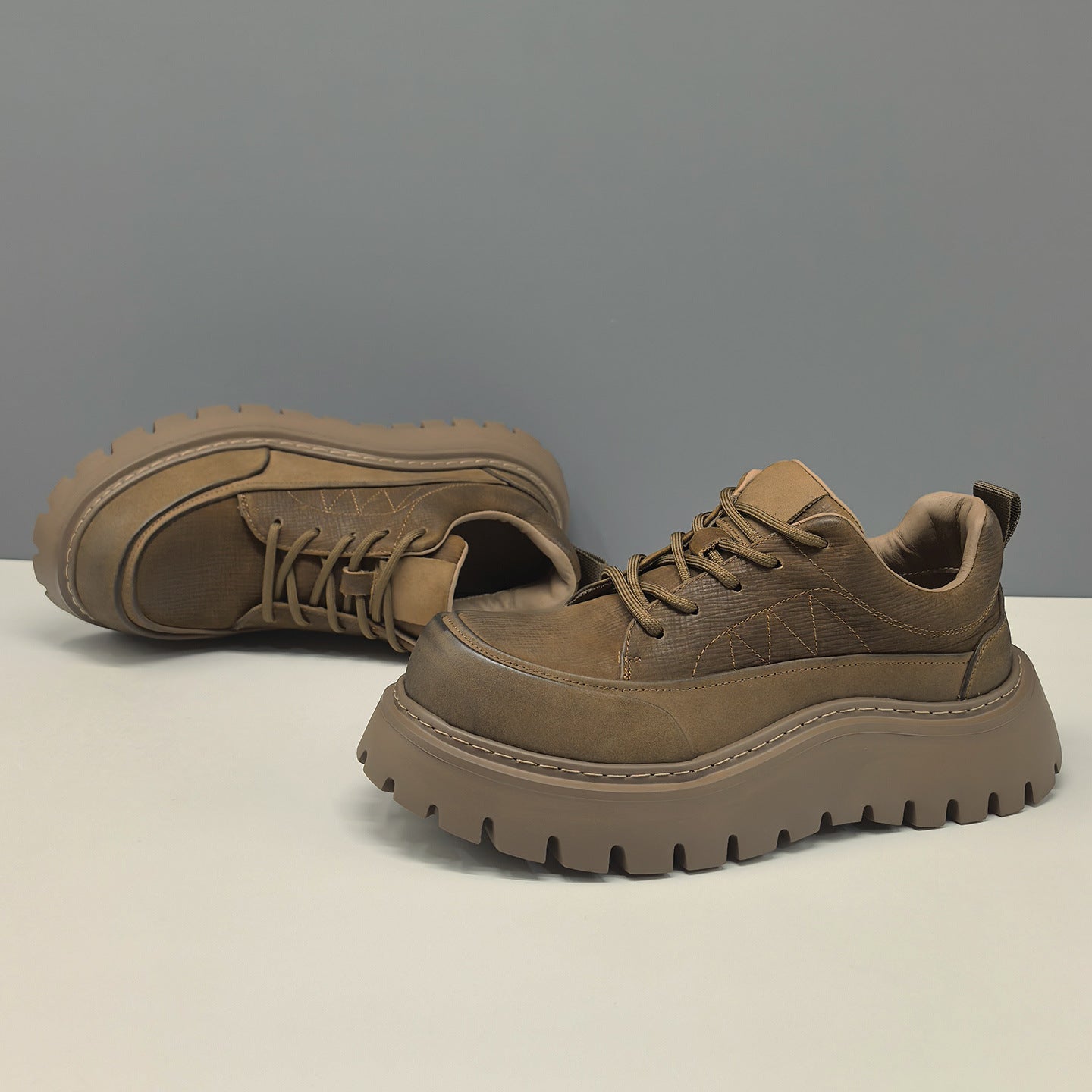 Men's Minimalist Quilted Leather Thick Soled Casual Shoes-RAIIFY