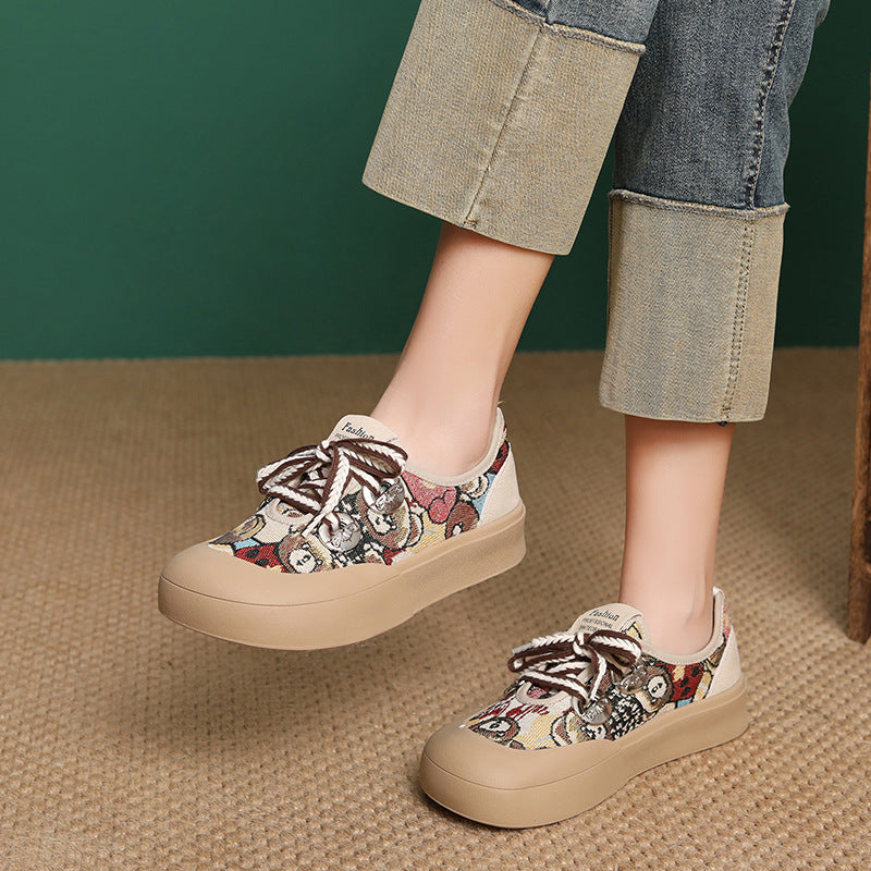 Women's Fashion Pattern Canvas Flat Casual Shoes-RAIIFY