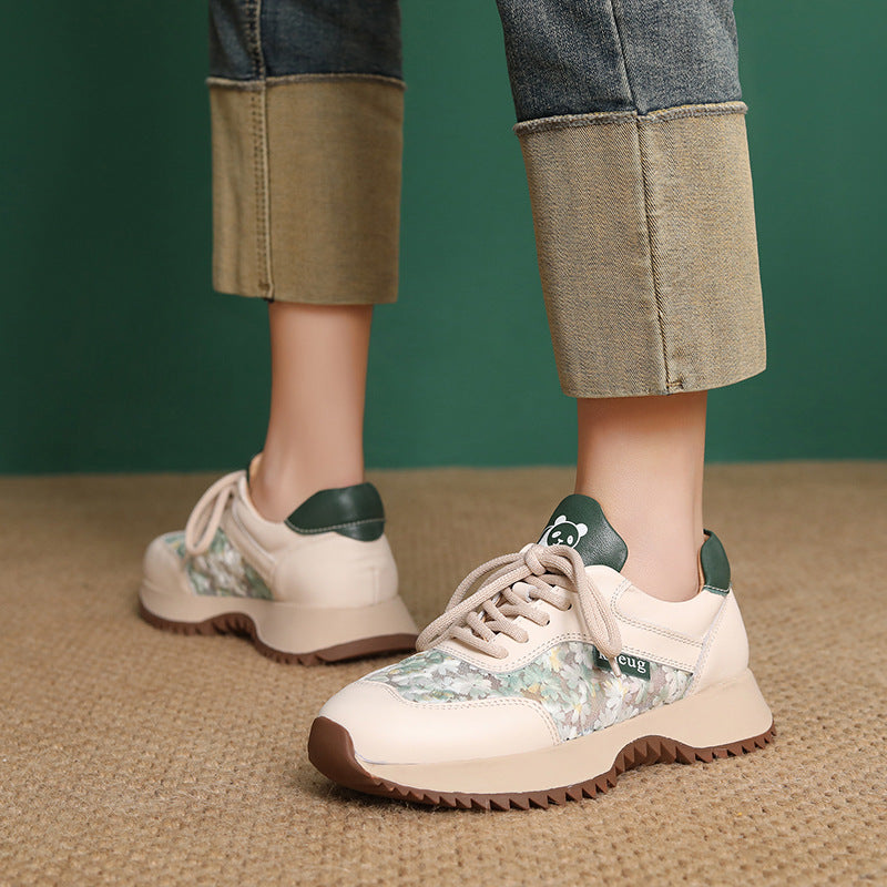 Women's Fashion Leather Embroidery Low Top Casual Shoes-RAIIFY