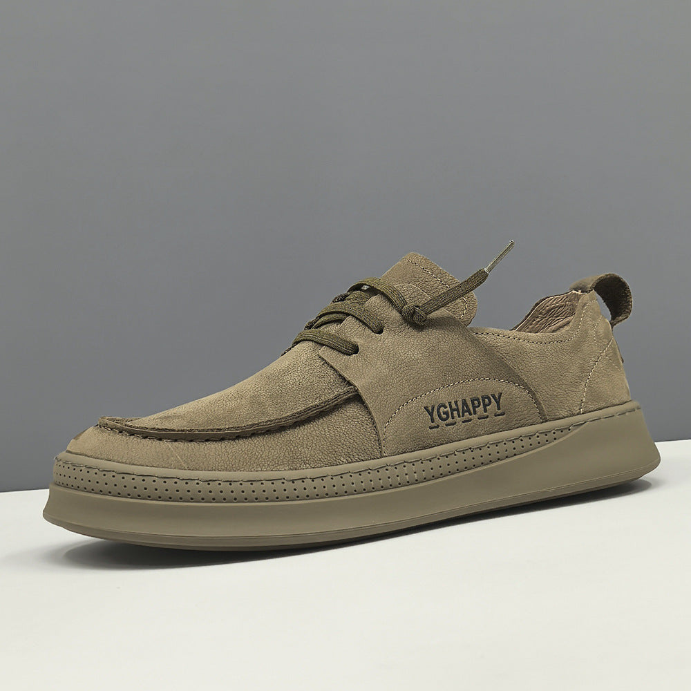 Men Retro Plain Quilted Leather Flat Casual Shoes-RAIIFY