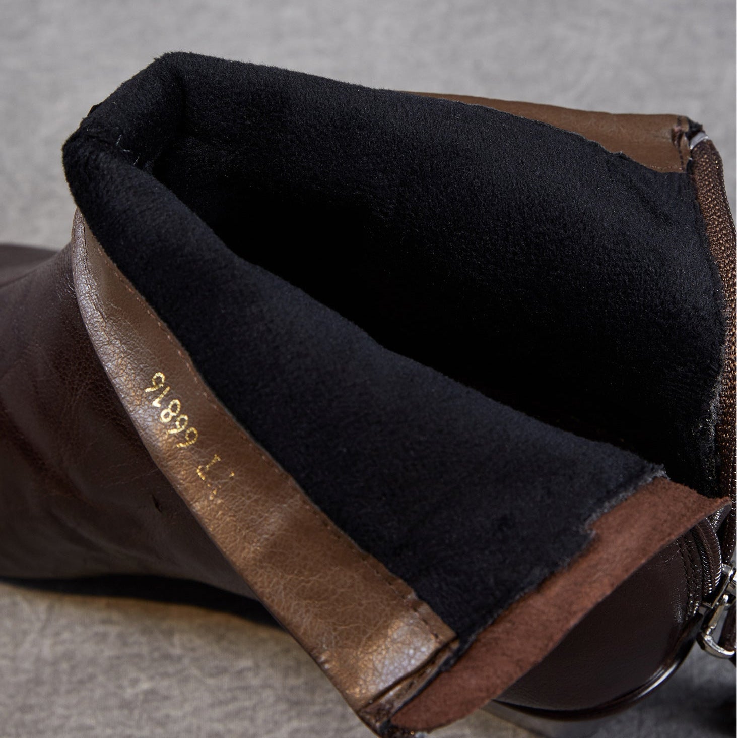 Women's Vintage Plain Leather Low Block Furred Ankle Boots-RAIIFY