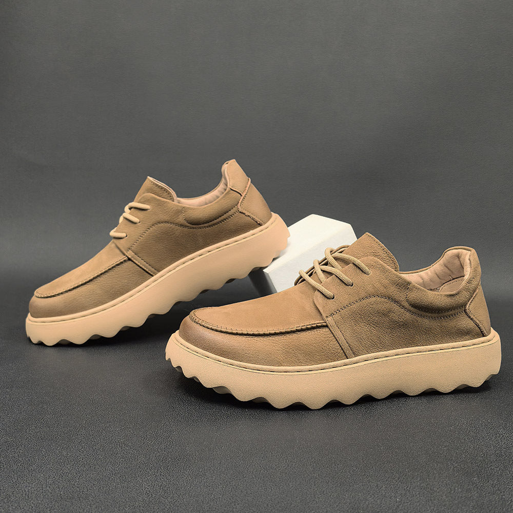 Men Minimalist Fashion Leather Lug Sole Casual Shoes-RAIIFY