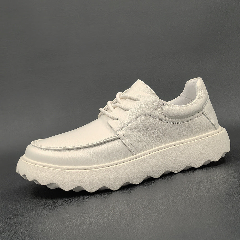 Men Minimalist Fashion Leather Lug Sole Casual Shoes-RAIIFY